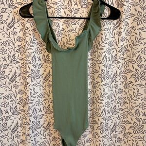 Olive Ruffled Bodysuit